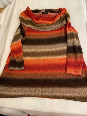Y/Project Orange & Brown Striped Cowl Neck Sweater
